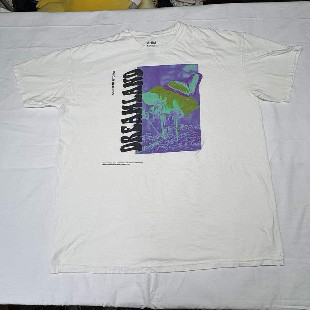 Artist Union Clothing Co. men’s/unisex white Dreamland butterfly graphic T-shirt